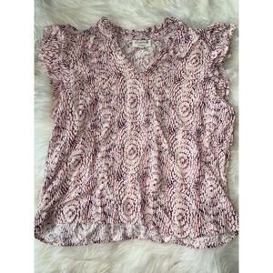 Studio B by Bobeau womens sz. L multicolor rayon blouse. Pretty, comfortable